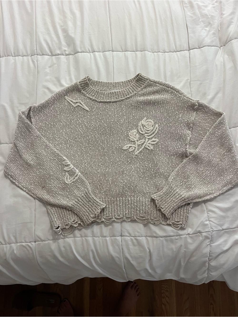 Wildfox Embroidered Knit Sweater
